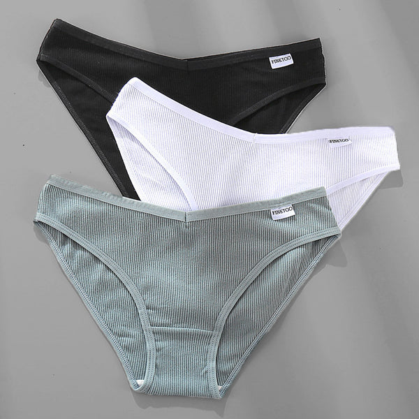 3PCS M-4XL Cotton Panties Female Underwear Sexy Women Briefs