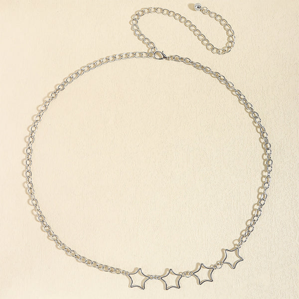 Simple Fashion Men And Women Star Metal Waist Chain Sexy Cutout Five-pointed Star Body Chain Jeans Dress Accessories