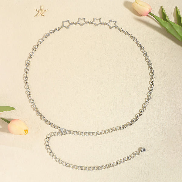 Simple Fashion Men And Women Star Metal Waist Chain Sexy Cutout Five-pointed Star Body Chain Jeans Dress Accessories