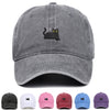 Black Cat Embroidered Washed Baseball Cap Sun Hat