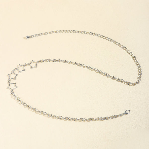 Simple Fashion Men And Women Star Metal Waist Chain Sexy Cutout Five-pointed Star Body Chain Jeans Dress Accessories
