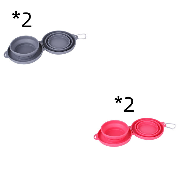 Rubber Foldable Double Bowl Pet Feeding Bowl Pets Supplies Dog Cat Bowls