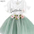 Summer Kids Girls Clothing Sets 2 pcs T-shirt Hole Pants Set