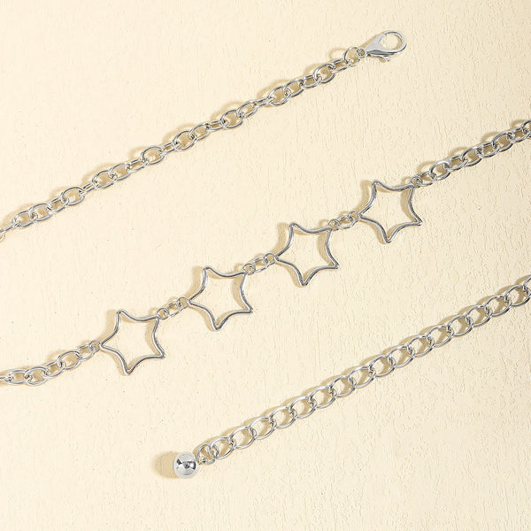 Simple Fashion Men And Women Star Metal Waist Chain Sexy Cutout Five-pointed Star Body Chain Jeans Dress Accessories
