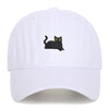 Black Cat Embroidered Washed Baseball Cap Sun Hat