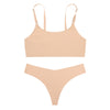 Women Seamless Bra Set Sexy Thong Low Waist Panties Wire Free Bra Bralette Lingerie Brassiere Ice Silk Female Underwear Set