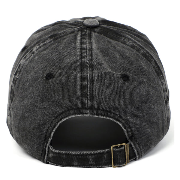 Black Cat Embroidered Washed Baseball Cap Sun Hat